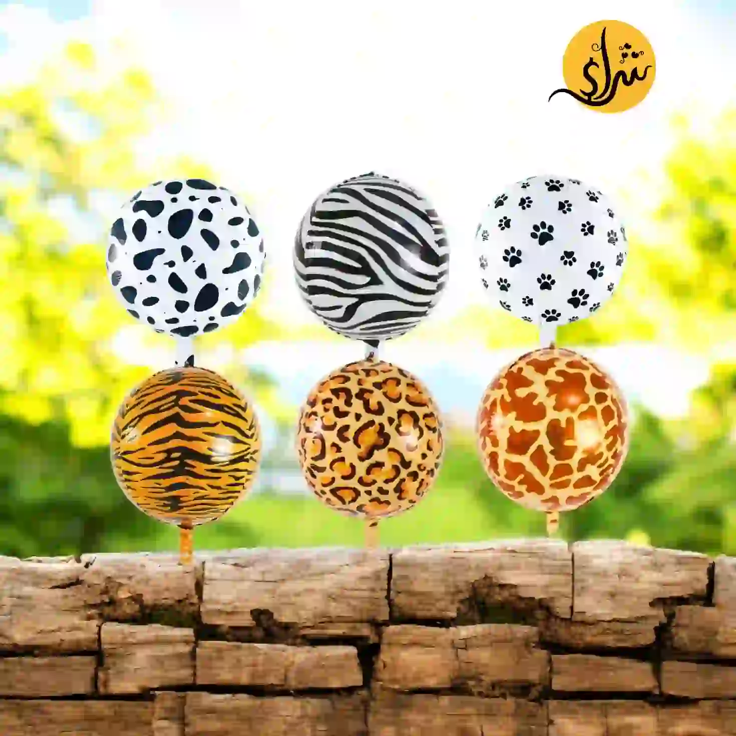 بالونات فويل هيليوم دائرة نمط حيوانات الغابة اشكال متنوعة